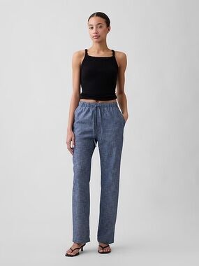 GAP Factory Straight-Leg Drawstring Pants in Chambray Blue